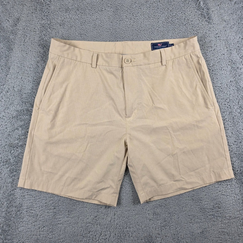 Vineyard Vines Performance Breaker Shorts Mens 36 Khaki Stretch Golf 7 Inseam